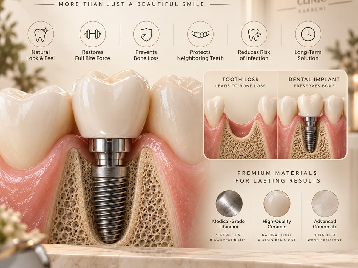 Dental Implants clinical advantages and professional treatment in DHA Karachi