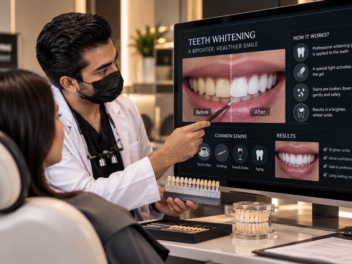 Laser Teeth Whitening treatment at Beverly Hills Clinic Karachi